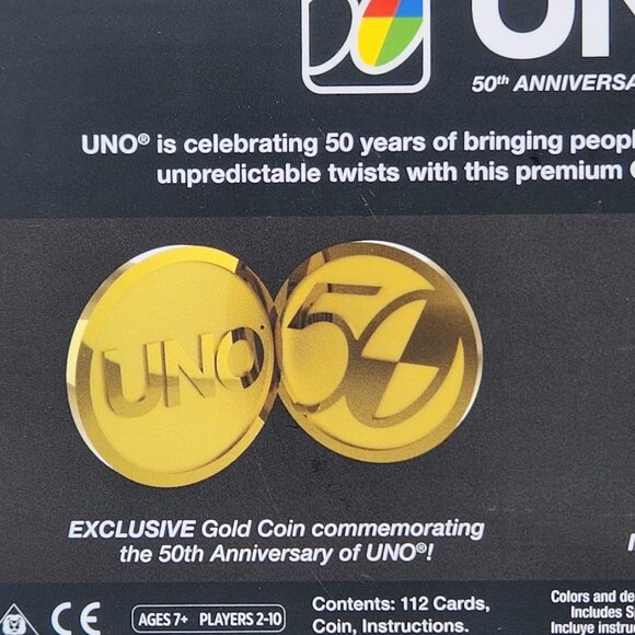 NEW UNO Premium 50th Anniversary Edition Card Game with Collectible Coin Game - Picture 4 of 13